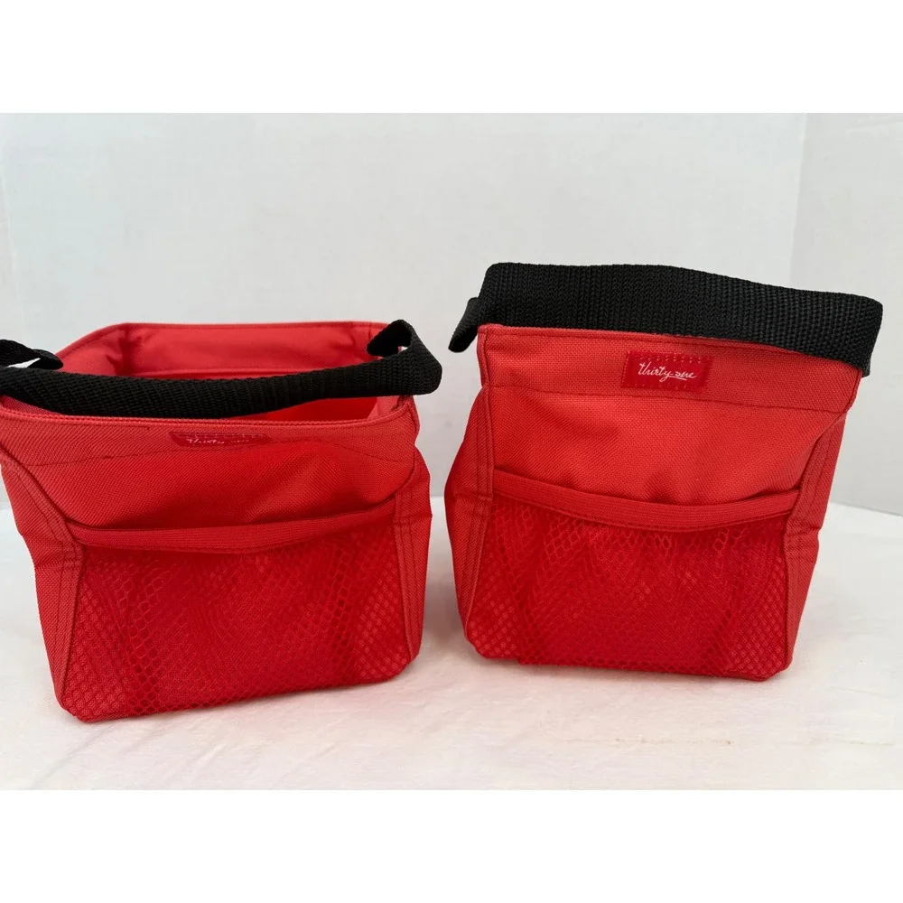 Thirty-One Icon Littles Carry-All Caddy Santa Suit Set of 2 Red Holiday Totes